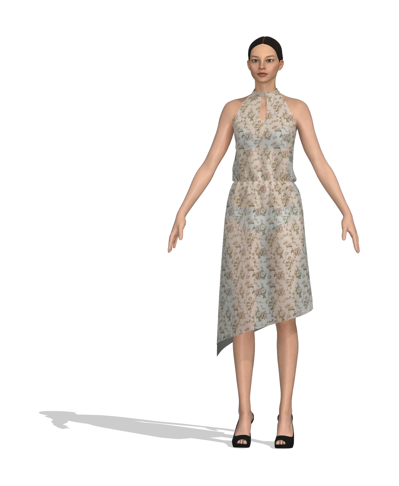 KDscion p142 sleeveless shift dress-elastic waist-translucent